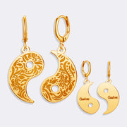 Yin Yang Earrings, Stylish Custom Name Hoop Earrings