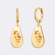 Custom Birthflower Earrings, Personalized Hoop Earrings, Birthday Earrings
