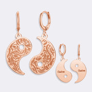Yin Yang Earrings, Stylish Custom Name Hoop Earrings