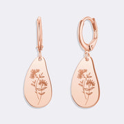Custom Birthflower Earrings, Personalized Hoop Earrings, Birthday Earrings