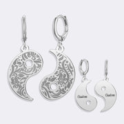 Yin Yang Earrings, Stylish Custom Name Hoop Earrings