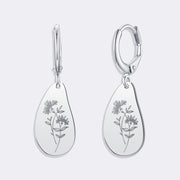 Custom Birthflower Earrings, Personalized Hoop Earrings, Birthday Earrings