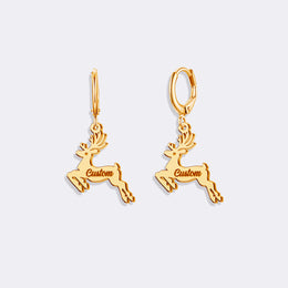 Reindeer Hoop Earrings, Personalized Elegant Dangle Hoop Earrings