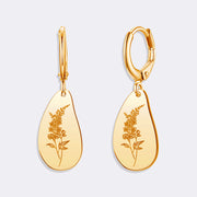 Custom Birthflower Earrings, Personalized Hoop Earrings, Birthday Earrings