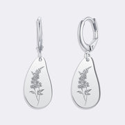 Custom Birthflower Earrings, Personalized Hoop Earrings, Birthday Earrings
