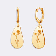 Custom Birthflower Earrings, Personalized Hoop Earrings, Birthday Earrings