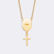 Custom Oval Pendant Photo Memorial Necklace with Cross Charm– Personalized Gift for Love