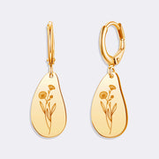 Custom Birthflower Earrings, Personalized Hoop Earrings, Birthday Earrings