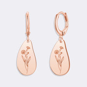 Custom Birthflower Earrings, Personalized Hoop Earrings, Birthday Earrings