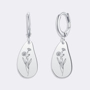 Custom Birthflower Earrings, Personalized Hoop Earrings, Birthday Earrings