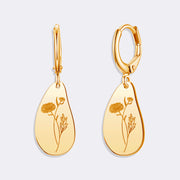 Custom Birthflower Earrings, Personalized Hoop Earrings, Birthday Earrings