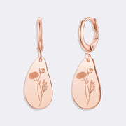 Custom Birthflower Earrings, Personalized Hoop Earrings, Birthday Earrings