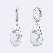 Custom Birthflower Earrings, Personalized Hoop Earrings, Birthday Earrings