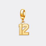 Custom Silver Sports Number Charm Pendant for Bracelet