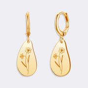 Custom Birthflower Earrings, Personalized Hoop Earrings, Birthday Earrings