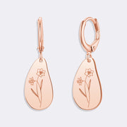 Custom Birthflower Earrings, Personalized Hoop Earrings, Birthday Earrings