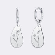 Custom Birthflower Earrings, Personalized Hoop Earrings, Birthday Earrings