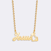 Personalized Name Heart Necklace, Gold Link Chain Necklace For Girl