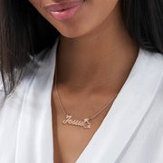 Personalized Name Heart Necklace, Gold Link Chain Necklace For Girl