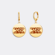 Unique Silver Monogrammed Earrings - Circle Pendant Tailored Custom Design