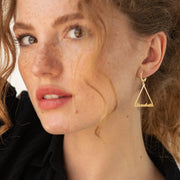 Custom Name Triangle Earrings, Hoop Dangle Earrings, Geometric Jewelry