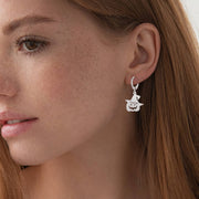 Custom Name Halloween Skull Earrings, Hoop Dangle Earrings, Skull Jewelry