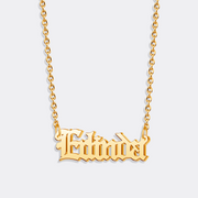 Custom Gold Name Plate Necklace, Gold Link Chain Pendant Necklace