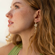 Birthflower Earrings with Custom Name , Custom Jewelry Gift Personalized Hoop Dangle Earrings