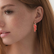 Custom Name Earrings, Dangle Hoop Embossed Earrings For Women