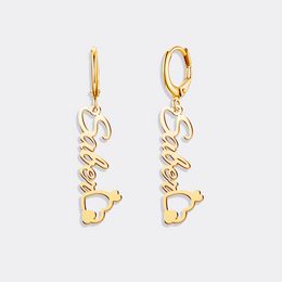 Sweet Dangle Earrings with Heart,Custom Name Drop Earrings for Gift