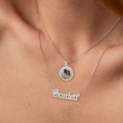 Personalized Gold Nameplate Necklace With Circle Photo Pendant