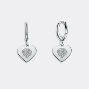 Rose Flowe Heart Earrings, Custom Name Hoop Earrings For Women