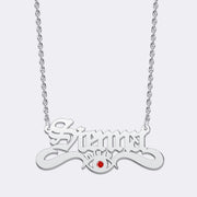 Personalized Name Birthstone Necklace, Adjustable Custom Name Chain Necklace