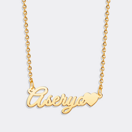 Custom Name Heart Necklace, Adjustable Script Name Pendant Necklace