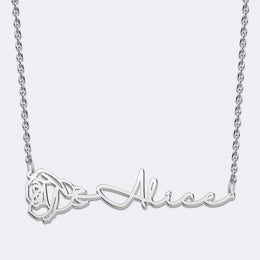 Personalized Name Necklace with Floral Design – Nameplate Necklace