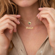 Custom Name Necklace with Heart Photo Pendant – Personalized Gift