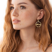 Custom Name Circle Earrings, Durable Hoop Earrings For Women