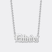 Custom Gold Name Plate Necklace, Gold Link Chain Pendant Necklace