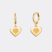 Rose Flowe Heart Earrings, Custom Name Hoop Earrings For Women