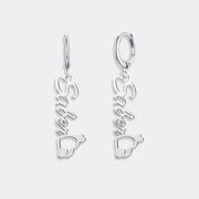 Sweet Dangle Earrings with Heart,Custom Name Drop Earrings for Gift