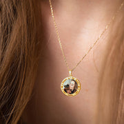 Custom Round Photo Necklace – “Forever in My Heart” Memorial Pendant