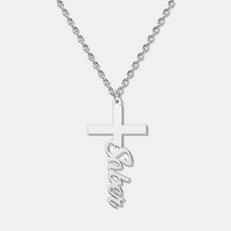 Custom Name Cross Necklace, Delicate Christian Religious Chain Necklace