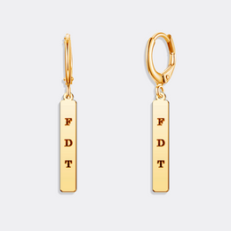 Custom Nameplate Strip Earrings, Hoop Dangle Earrings, Nameplate Jewelry