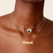 Custom Name Necklace with Gold Plate Heart Photo Pendant – Personalized Gift