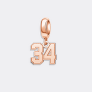 Custom Silver Sports Number Charm Pendant for Bracelet