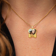 Custom Pet Photo Necklace with Bone-Shaped – Personalized Dog Memorial Pendant