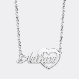 Custom Name Heart Chain Necklace, Aesthetic Fashion Necklace, Anniversary Gift