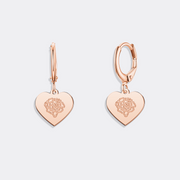 Rose Flowe Heart Earrings, Custom Name Hoop Earrings For Women
