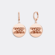 Unique Silver Monogrammed Earrings - Circle Pendant Tailored Custom Design