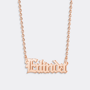 Custom Gold Name Plate Necklace, Gold Link Chain Pendant Necklace